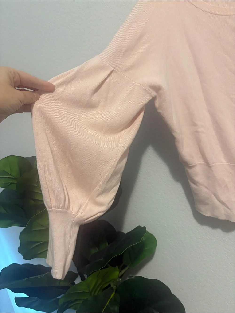 NWT Express Lace-Up Waist Sweatshirt in Pale Pink with balloon sleeves M